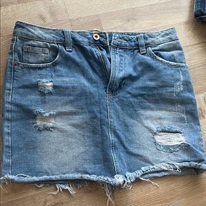 Ardene Blue Distressed Mini Skirt